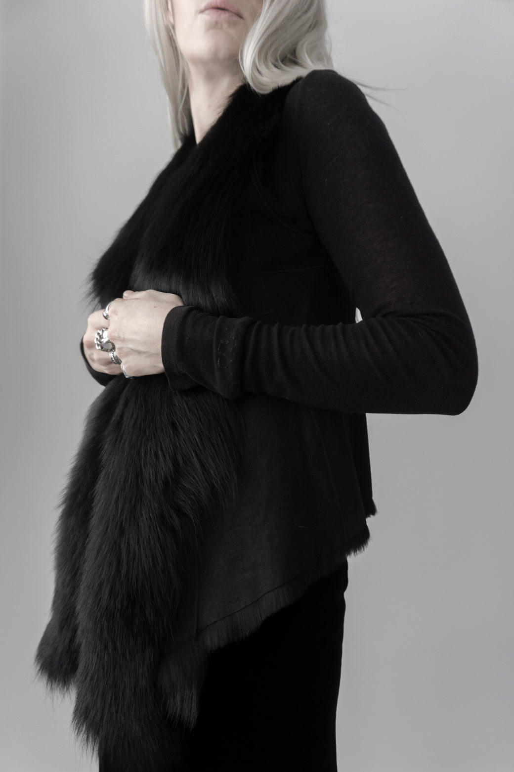 Vintage Pelzweste Nerz, Schwarz, XS–M theplaincircle vintage