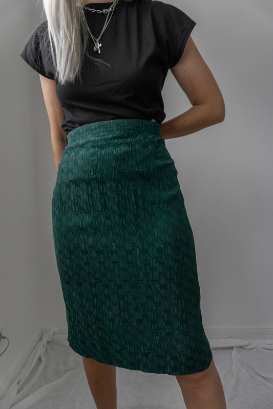 Skirt silk green structure, L–XL