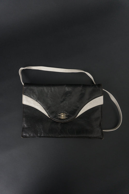 Leather bag black and white
