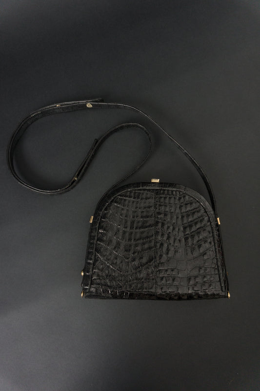 Leather bag black crocodile