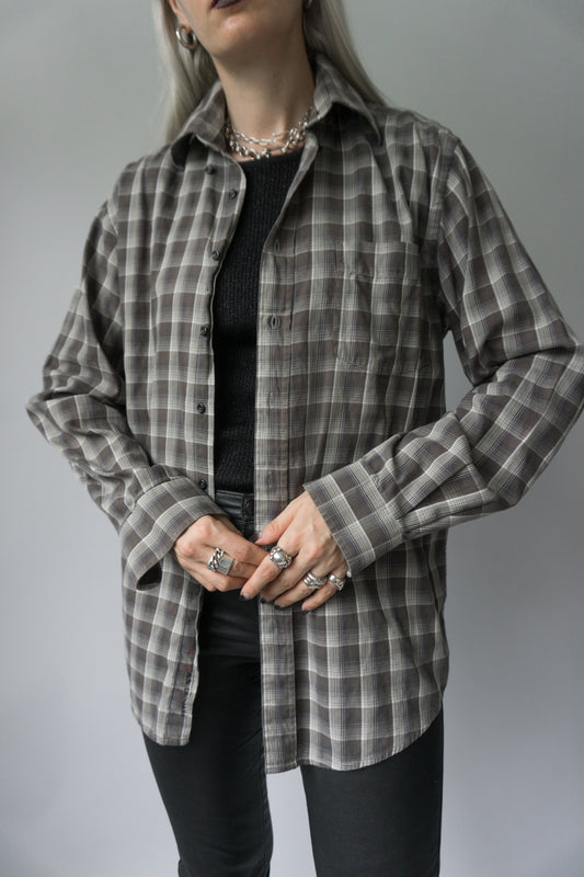 Flannel shirt gray checkered