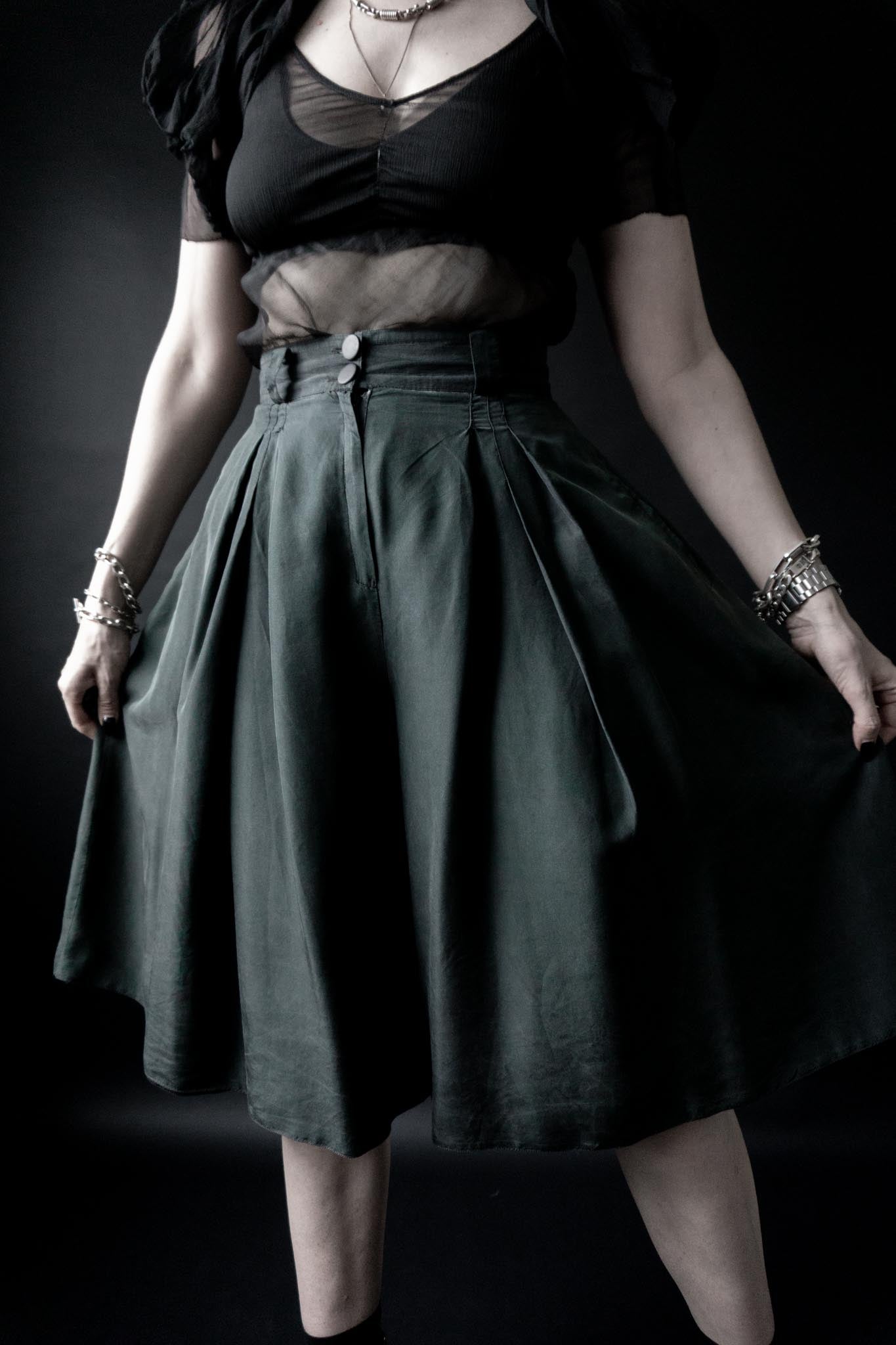 vintage Petrolfarbene Seiden-Culotte