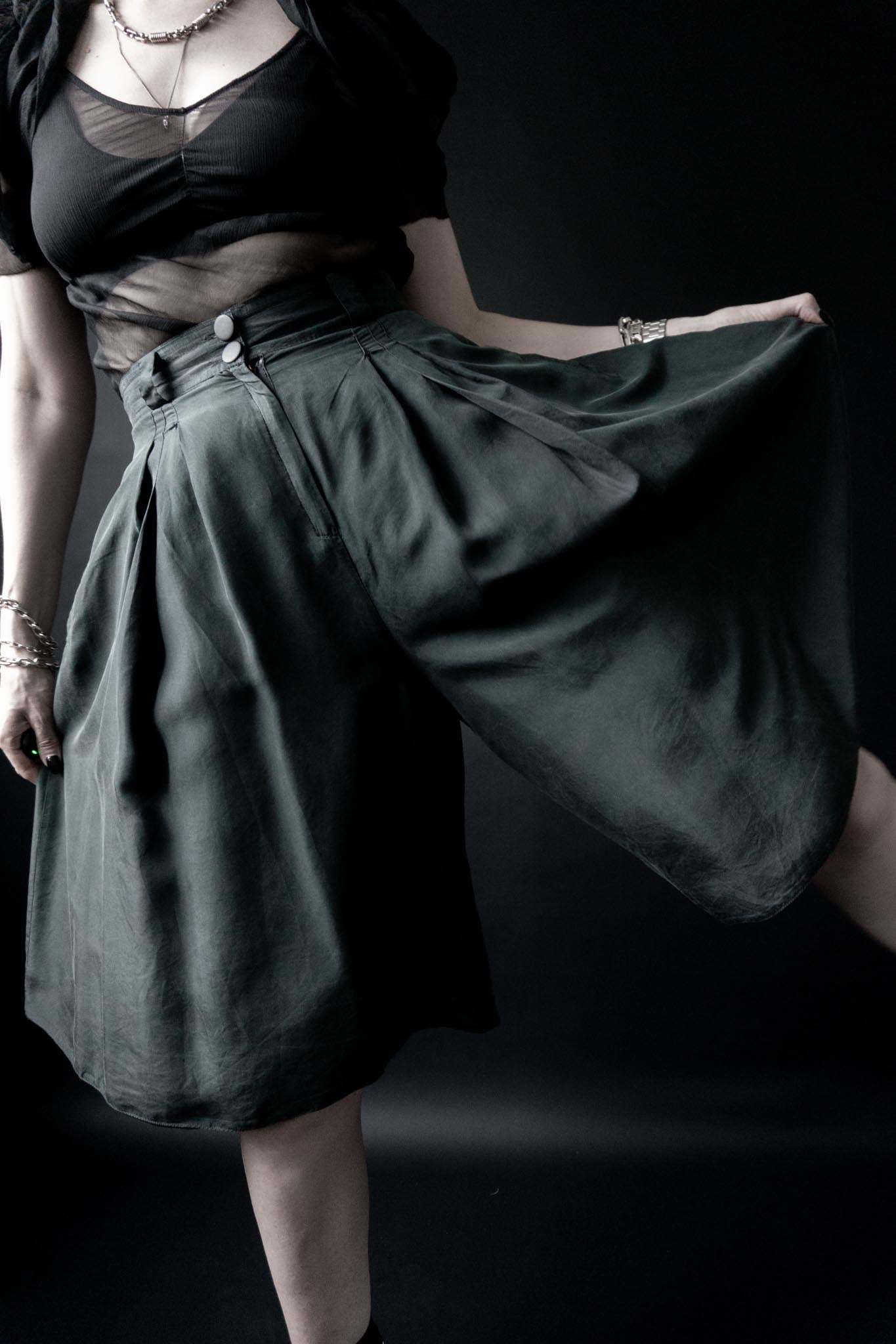 vintage Petrolfarbene Seiden-Culotte