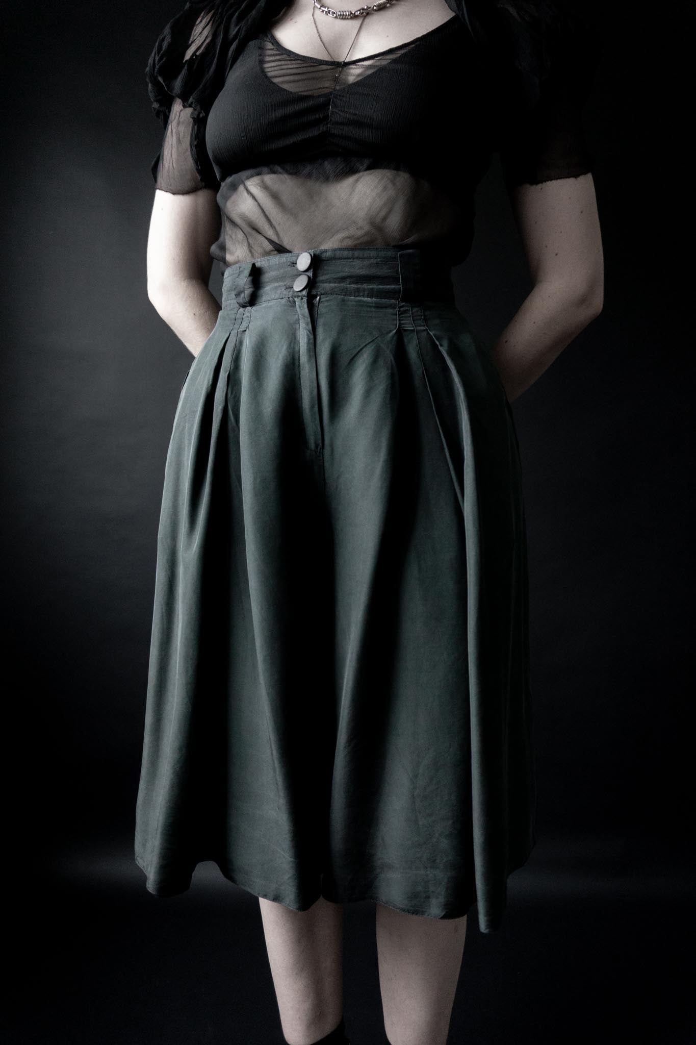 vintage Petrolfarbene Seiden-Culotte