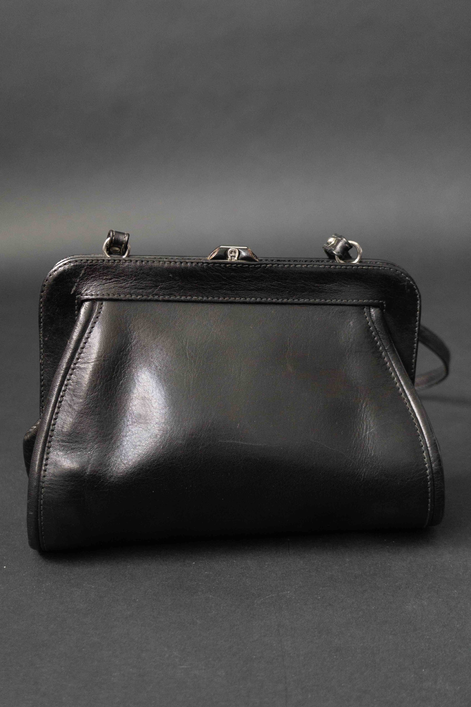 Leder Aigner Vintage Handtasche Vintage Aigner Bag 70s Black
