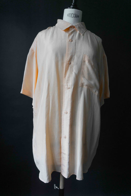 Apricotfarbene Vintage Seidenbluse kurzarm