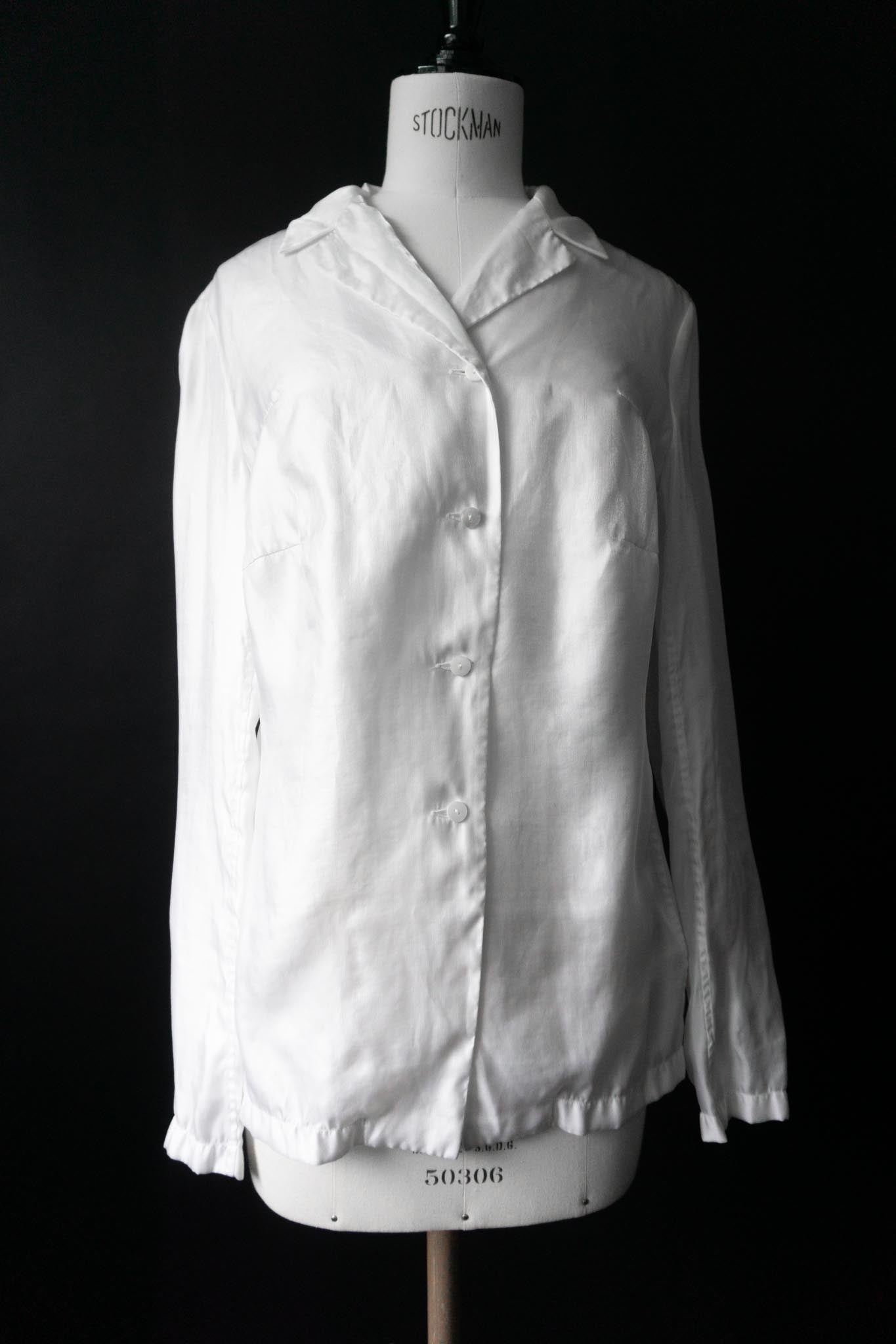 Vintage Jil Sander Bluse, Weiß, Seide, S–M theplaincircle vintage