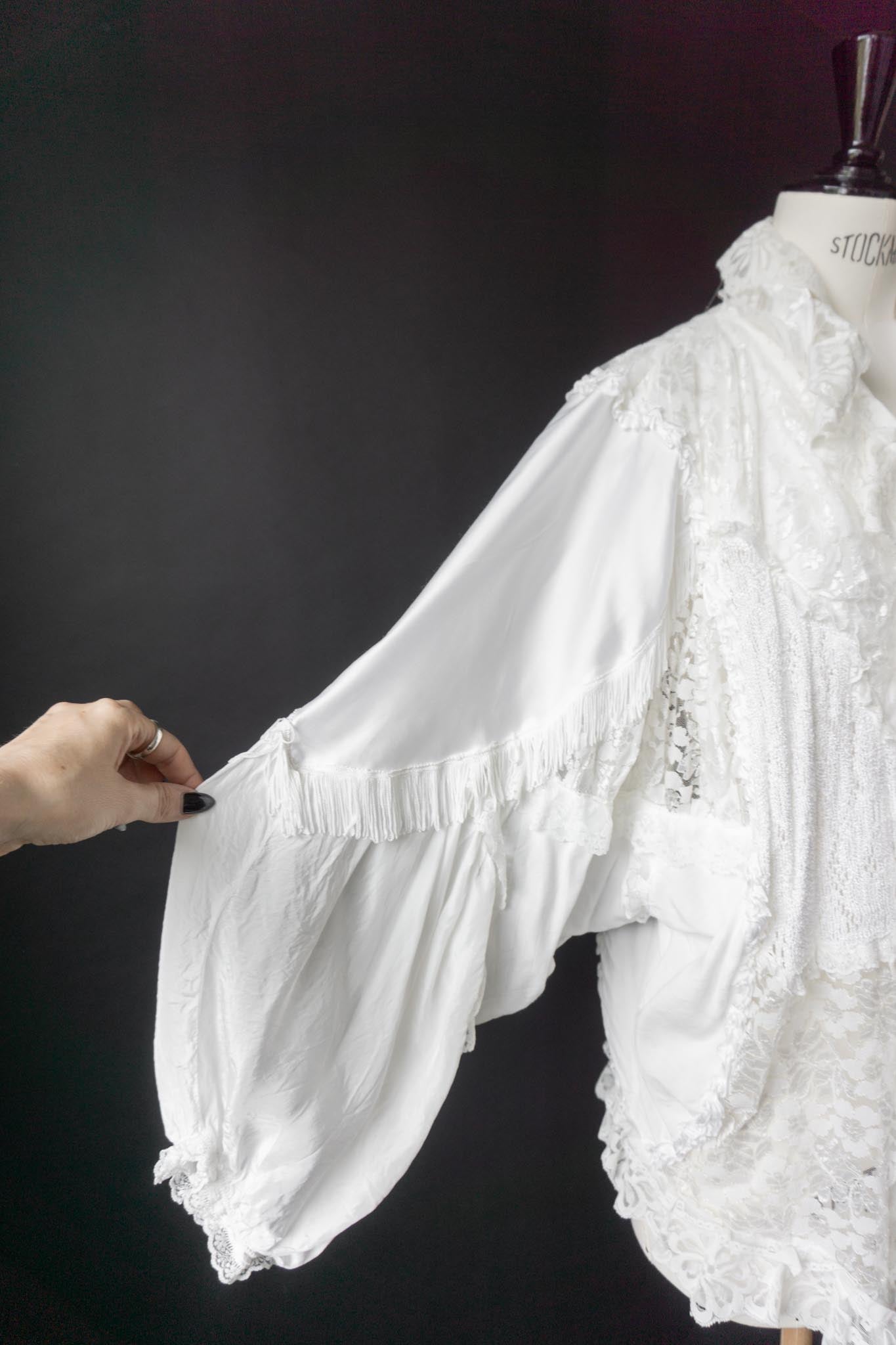 Vintage 70s Bluse weiß Spitze