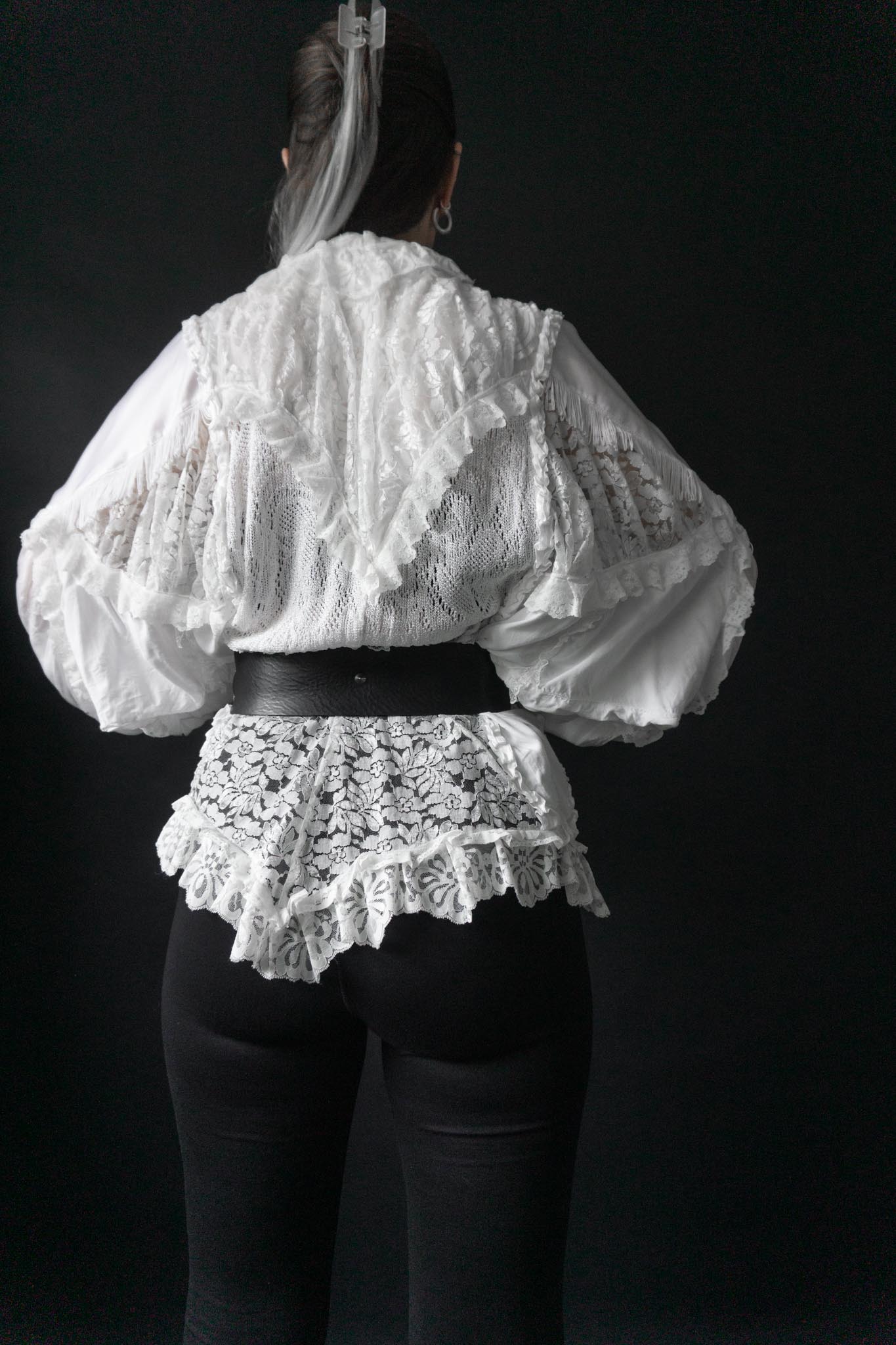 Vintage 70s Bluse weiß Spitze