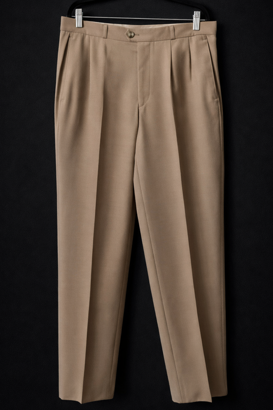 Vintage Bundfaltenhose aus Wolle – Rosner 80s Wollhose Beige, M–L theplaincircle vintage