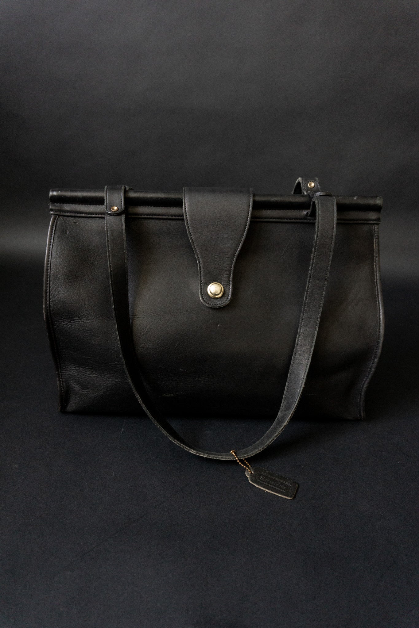 Schwarze Vintage Coach Tasche Barclay, 80er Jahre, echtes Leder, Made in USA