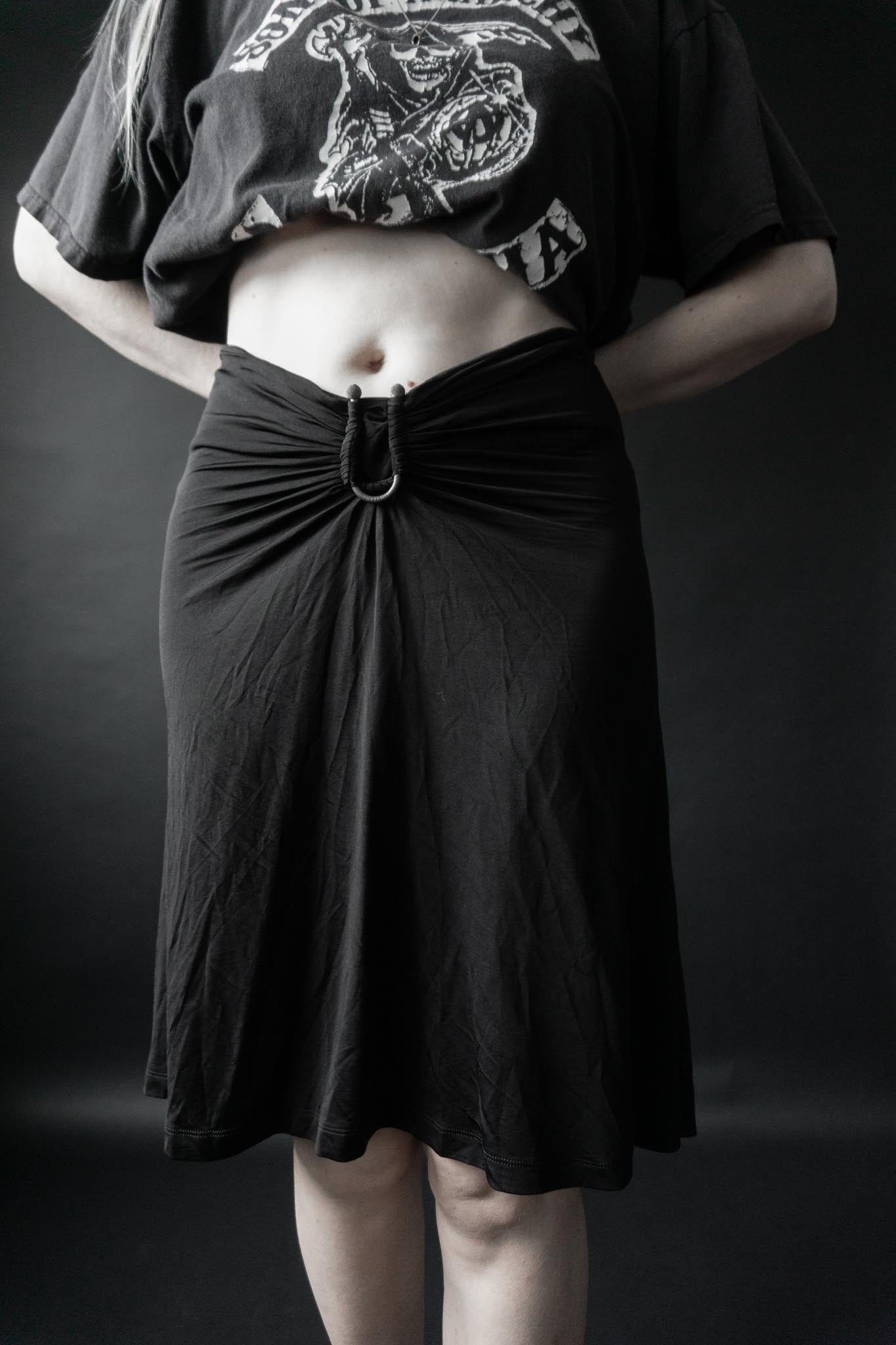 Schwarzer Just Cavalli Y2K Stretch-Rock mit gerafftem Vorderteil