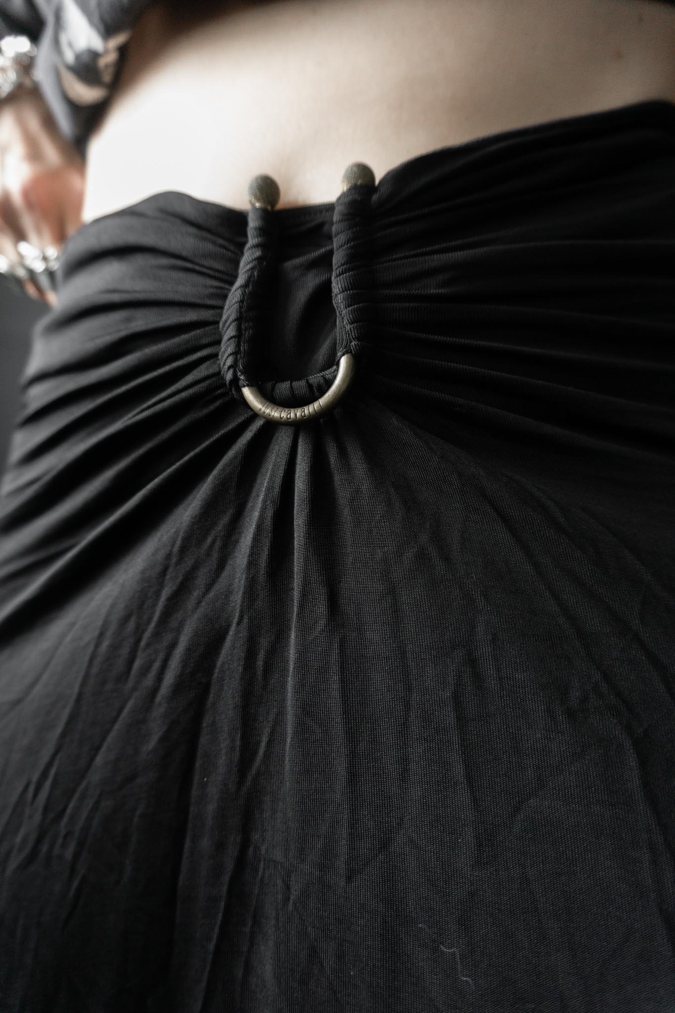 Schwarzer Just Cavalli Y2K Stretch-Rock mit gerafftem Vorderteil