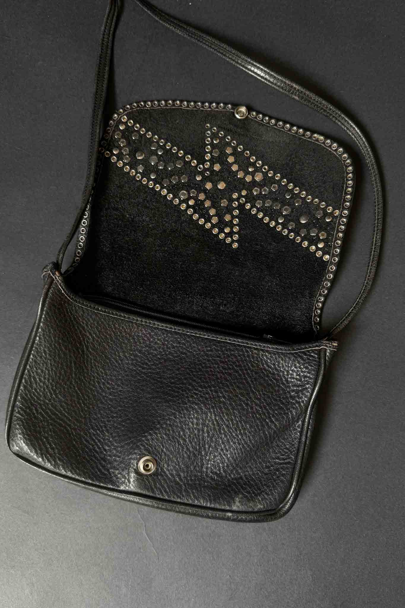 Kolster Vintage Ledertasche mit blauen Strasssteinen & silberner Hardware