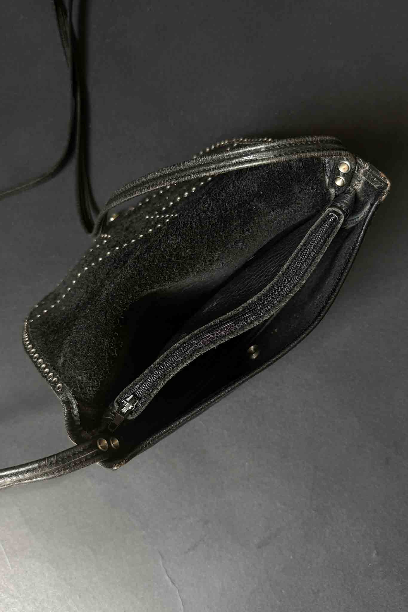 Kolster Vintage Ledertasche mit blauen Strasssteinen & silberner Hardware