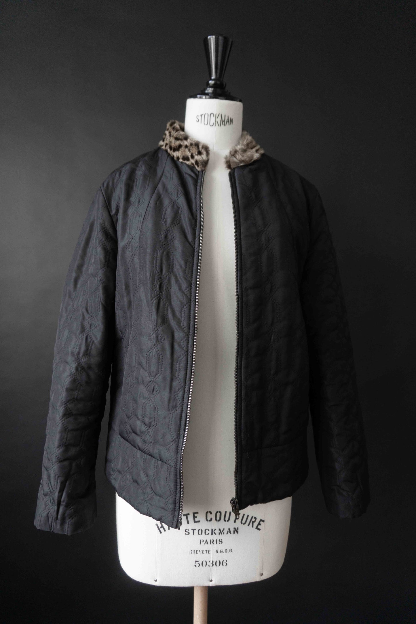 Vintage 80s Versace Übergangsjacke Gesteppt Fellkragen