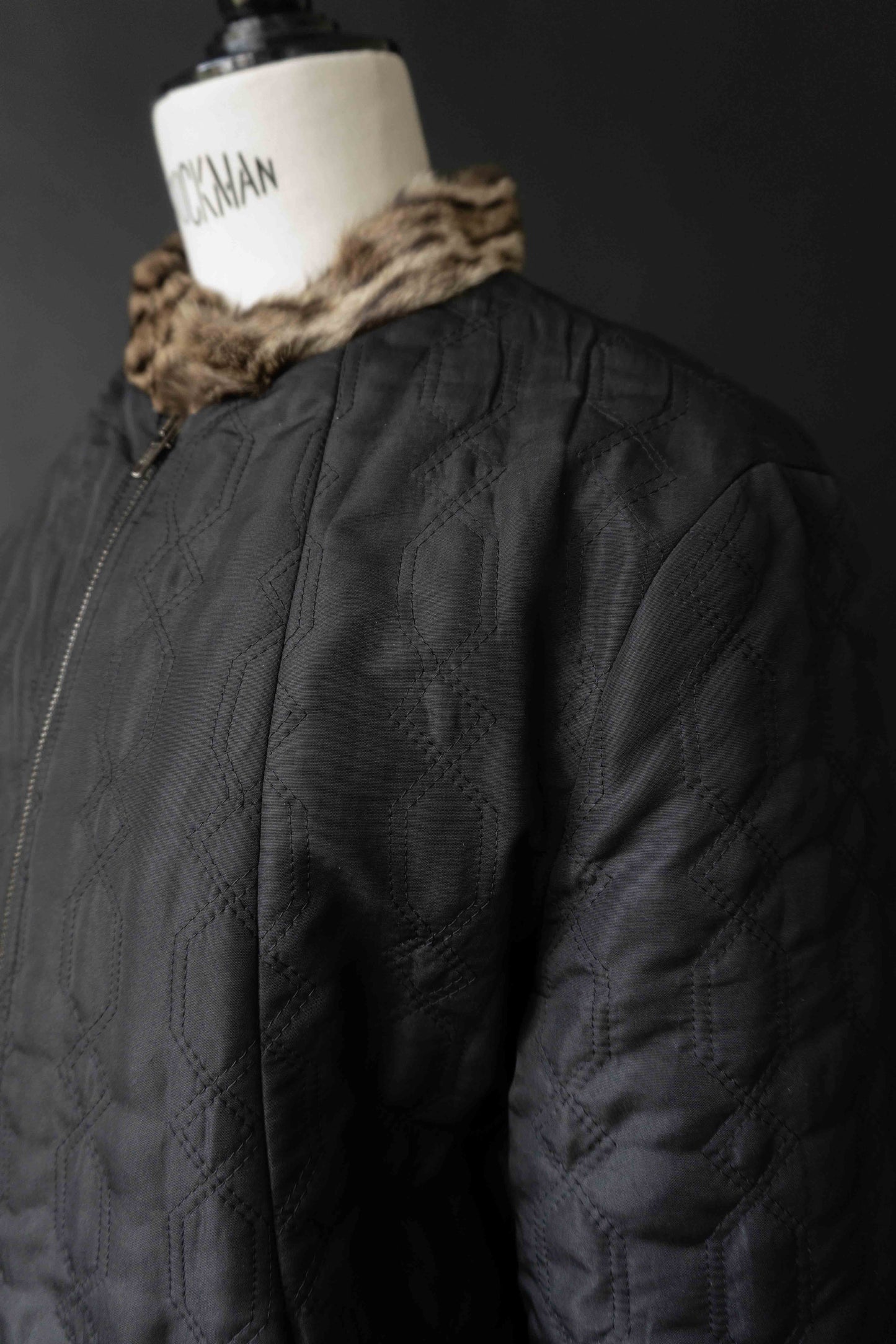 Vintage 80s Versace Übergangsjacke Gesteppt Fellkragen