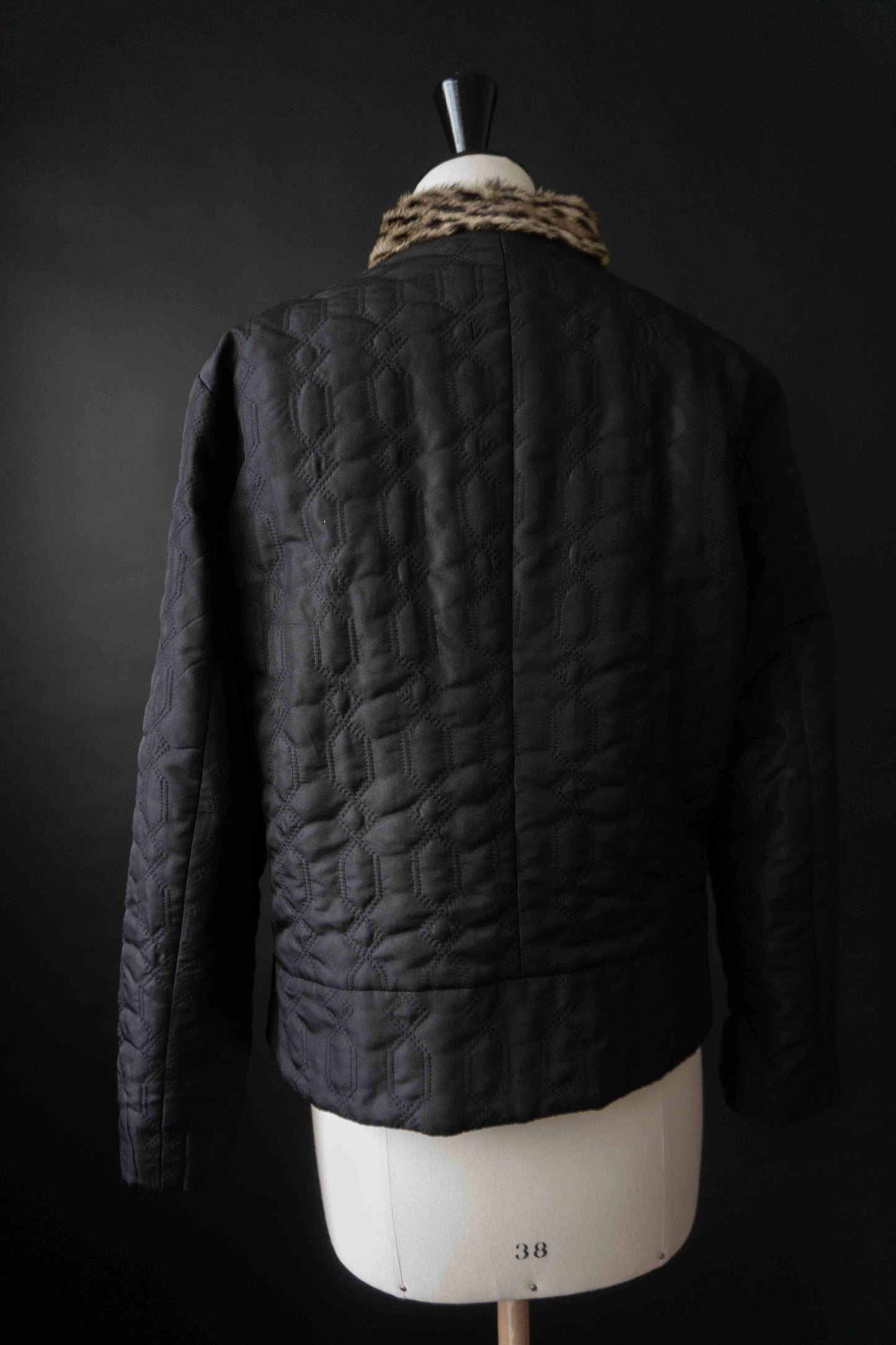 Vintage 80s Versace Übergangsjacke Gesteppt Fellkragen