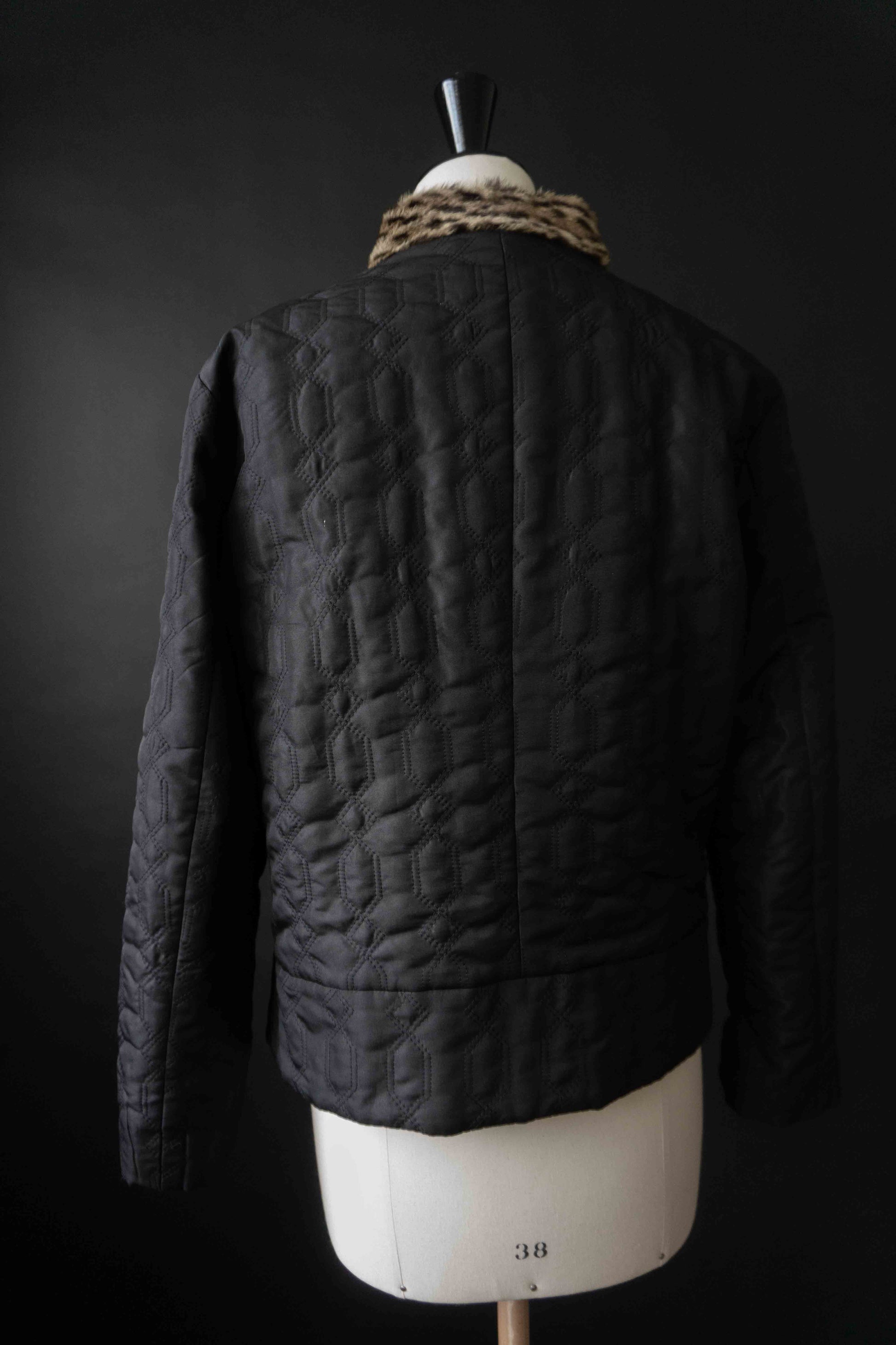 Vintage 80s Versace Übergangsjacke Gesteppt Fellkragen