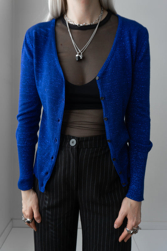 Glitter Cardigan Lurex Viscose Blue S