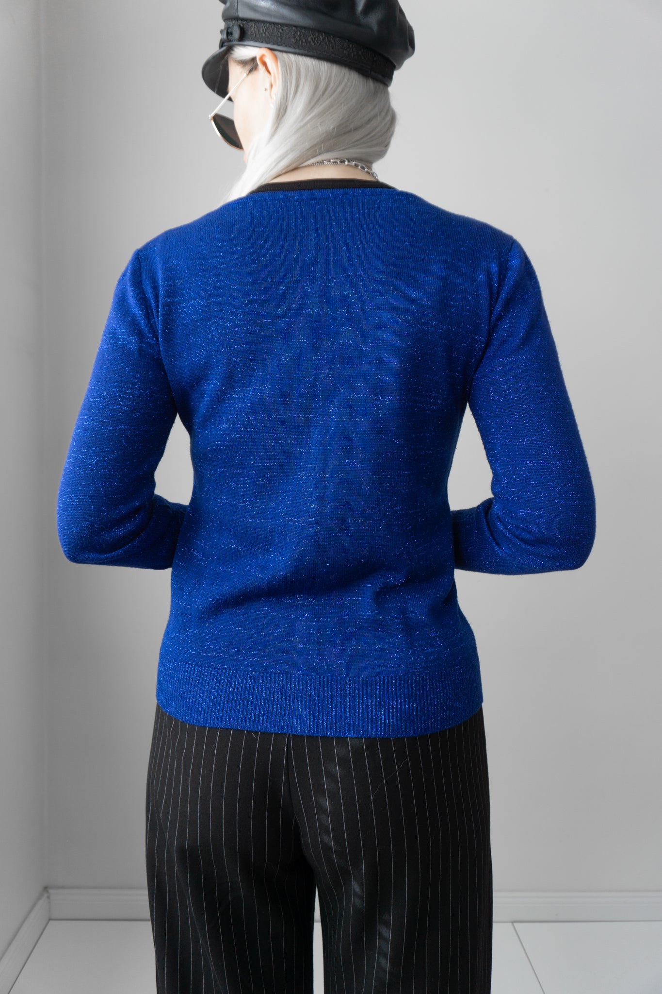 Glitter Cardigan Lurex Viscose Blue S