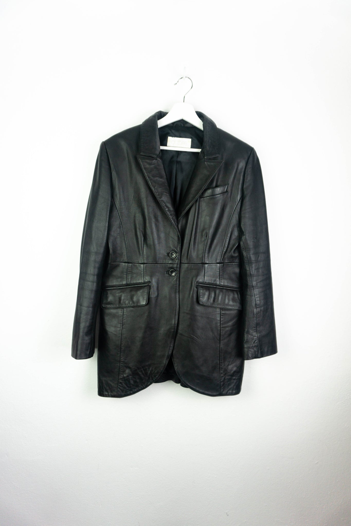 Leather coat black S–M