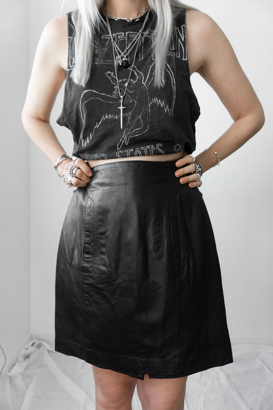Leather skirt, black, S