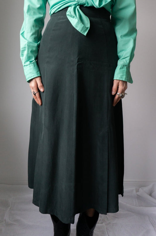 Midi skirt silk green