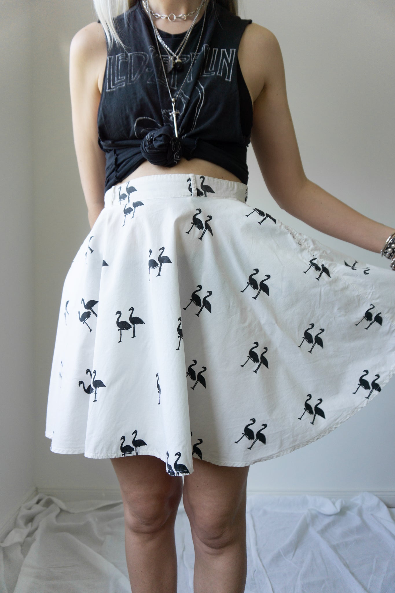 Mini skirt, flamingos, XS