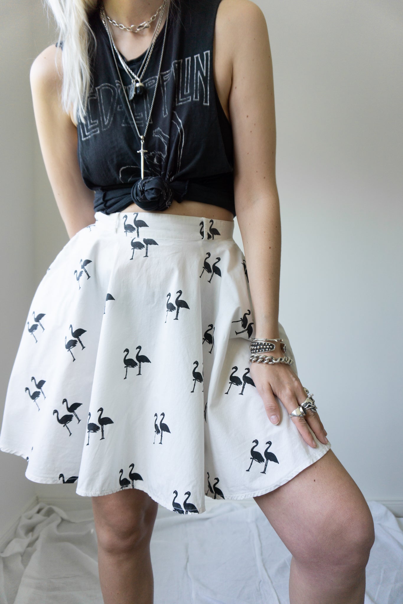 Mini skirt, flamingos, XS